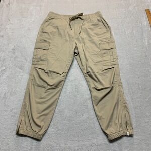 Polo Ralph Lauren Cargo‎ Joggers Capri Mens Size M Drawstring Zip Ankles Beige